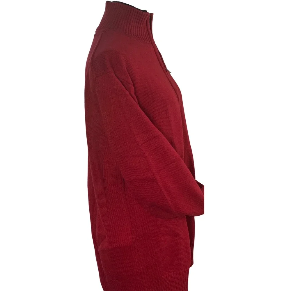 Quarter Zip Mock Neck Sweater Red Tommy Hilfiger Mens Pullover  Preppy M
